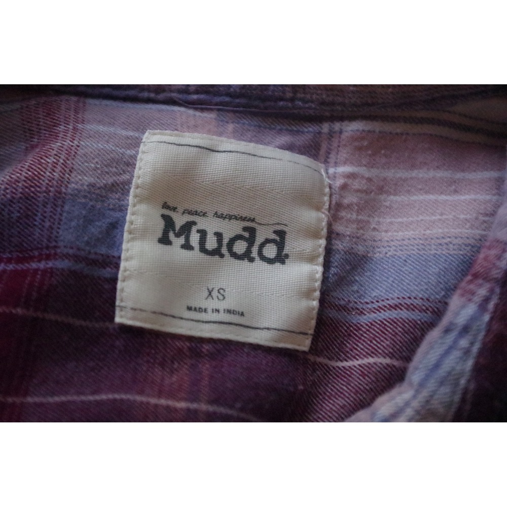 Mudd Women's XS Purple Plaid Flannel Button Down Shirt Long Sleeve Cotton - Picture 6 of 7
